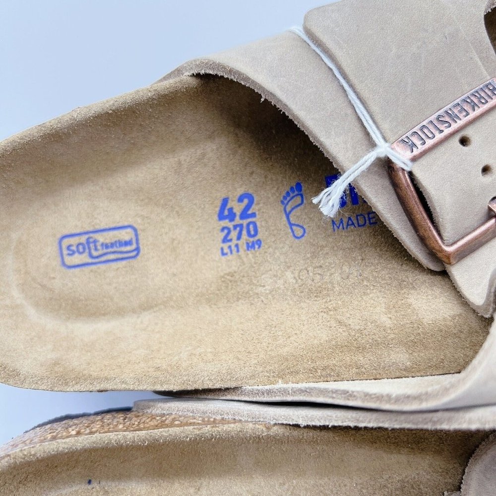 Birkenstock Soft Footbed Arizona Sandal Tabacco Leather EU 42 Mens US 9- 9.5 W - Picture 12 of 12